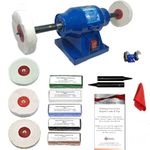 150W Bench Grinder Metal Polisher Polishing 6" Machine with Add-On 4" Metal Aluminium, Alloys, Stainless Steel Polishing Kit