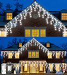 Icicle Outdoor Christmas Lights,460LED 17.5M/57ft Christmas Decorations Lights Plug in,Cool White String Lights with IP44 Waterproof/Remote/8 Modes/Memory/Timer for Window Eaves Garden Outdoor Decor