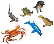 Click N' Play Underwater Ocean Sea Creature Figure Toys, Large 6.5” Inch Underwater Playset for Kids & Toddlers, Realistic Looking Sea Creature Toy Set, Plastic Underwater Play Set, Pack of 6