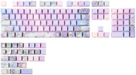 KiiBoom Violet OEM Profile Keycaps Set, 133 Keys Side-Printed PBT Custom Keycaps for ANSI Layout, MX Switches Gaming Mechanical Keyboard