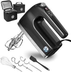 Lord Eagle 9-Speed Digital Hand Mixer Electric Handheld, 500W DC Motor Kitchen Mixer for Cake Baking, Lightweight Egg Beaters with Stain-resistant & Waterproof Storage Bag & 6 Accessories, Black