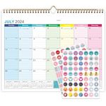 Wall Calendar 2024-2025 Academic Year, Family Large Monthly Calendar Canada Francais for Wall Fridge, Teacher Mom Calendar 18 Months Daily Planner from July 2024 to December 2025 with Planner Stickers, 14.7" x 11.6" (Rainbow-Jul 2024)