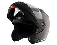 Vega Crux ISI Certified Flip-Up Helmet for Men and Women with Clear Visor(Black, Size:M)