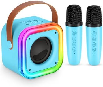 Spinosaurus Mini Karaoke Machine for Kids,Wireless Microphones with Portable Bluetooth Speaker 2 Mic & Colorful Led Light Speaker Singing Birthday Gifts for Girls 4+Year Old (Blue)