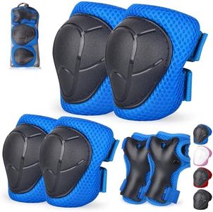 Banzk Kids/Youth Knee Pads and Elbow Pads Set with Wrist Guard 3 in 1 Kids Protective Gear Set for Kids 3-14 Years for Skateboard Roller Skating Skiing Rollerblading Cycling BMX Biking Running Scooter