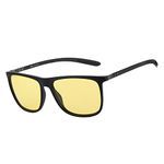 ZENOTTIC Night Vision Glasses for Men Square Carbon Fiber Sunglasses Reduce Glare Yellow Lens Night Driving Glasses