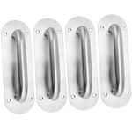 HEIHAK 4 PCS Sliding Door Handles, Stainless Steel Pull Push Door Handles with Back Plate, Heavy Duty Door Pull Handle and 16 Screws for Kitchen, Gate, Cabinet, Barn, Shed, Toilet