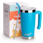Mollcity Insulated Tumbler with Handle 20 oz Stainless Steel Double Wall Vacuum Tumbler Cups Travel Coffee Mug with Lid and Straw (Sky Blue)