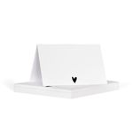 Name place cards | white folded table name cards for party reception birthday 50 pieces | name cards for table setting | wedding name cards | (Black heart)