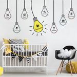 HLNIUC Positive Words Wall Decal 16PCS Success Teamwork Wall Sticker Minimalist Inspirational Lettering Artwork Motivational Saying Art Sticker Light Bulb Themed Wall Decor for Classroom Office