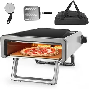 Garvee Pizza Oven Outdoor Gas Propane Portable Pizza Ovens, 12” Stainless Steel for Outside Backyard Kitchen Camp With Accessories Kit