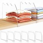 SPACEKEEPER 6 Pack Shelf Dividers Closet Wardrobe, Space-saving Acrylic Shelf Separators Clothes Organizer for Bedroom, Bathroom, Easy Stalling