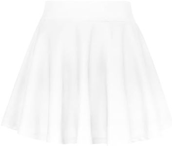 JESKIDS Pleated Skirts Girls' Tennis Skirts Golf Athletic Skort Dance Running Sport Skirts with Shorts 6-7 Years White