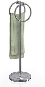BGL Fingertip Towel Holder Stand Hand Towel Ring for Bathroom or Kitchen Vanity Countertops to Store Hand Towels Washcloths or dishcloths - 2 Hanging Rings,17" High-Chrome