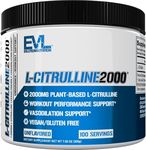 Evlution L-Citrulline2000 Nitric Oxide Pre Workout Powder Nutrition High Strength L Citrulline Powder for Enhanced Muscle Strength and Intense Pumps - Plant Based Nitric Oxide Booster - Unflavored