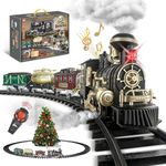 XINGYING Big Train Set for Kids - Remote Control Train Toys w/Smokes,Lights&Sound, Rechargeable Model Train Set w/Steam Locomotive, Train Carriages&Tracks, Big Train for Boys Christmas