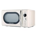 Hamilton Beach 20L Retro Microwave, Compact, 8 Presets, 60 Min Timer, Express Cooking, Child Lock, LED Display, Defrost, 700W - HB70H20C, Cream