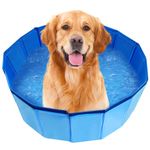 Portable Plastic Pool for Dogs, Dog Pool, 32 x 8 inch Foldable Pet Pool, Portable PVC Pet Paddling Bath Tub Dog Pools for Dogs Pet Swimming Pool Collapsible Pet Pool for Dogs Cat (Blue, 32" x 8")