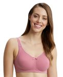 Jockey FE41 Women's Wirefree Non Padded Super Combed Cotton Elastane Stretch Full Coverage Everyday Bra with Concealed Shaper Panel and Broad Fabric Straps_Heather Rose_36C