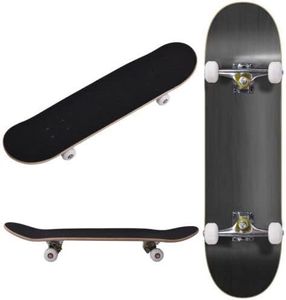 EZONEDEAL Skateboard Stained Black 7.75" Skateboards Concave Deck Tricks Skate Board for Beginner, Birthday Gift Skateboards for Teens Kids Adults