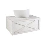 Karisky Rustic Rectangular Fir Wood Tissue Box Cover Holder with Slide-Out Bottom Panel, Farmhouse Paper Facial Dispenser for Bathroom, Bedroom, Night Stands, Office, 10 x 6 x 5 inch, White