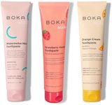 Boka Fluoride Free Toothpaste - Nano Hydroxyapatite, Remineralizing & Whitening - Dentist Recommended for Adult, Kids - Orange Cream, Watermelon Mint, Strawberry Mango Natural Flavor, 4oz 3Pk
