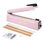 METRONIC Impulse Sealer 12 inch, Manual Heat Sealer Machine for Plastic Bags, Shrink Wrap Bag Sealers Heavy Duty Sealing Machine with Repair Kit (Pink)