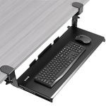 VIVO Large Height Adjustable Under Desk Keyboard Tray, C-clamp Mount System, 27 (33 Including Clamps) x 11 inch Slide-Out Platform Computer Drawer for Typing, Black, MOUNT-KB05HB