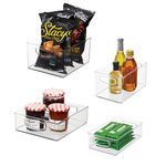 iDesign 50% Recycled Plastic Refrigerator Bin Set, Made in The USA – Versatile Design Ideal for Freezer, Fridge, Pantry Organization – Various Sizes, Clear