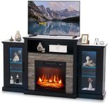 RELAX4LIFE Electric Fireplace TV Stand - Entertainment Center w/18’’ Fireplace Heater, LED Lights, APP & Remote Control, TV Console Table for Living Room, Electric Fireplace with Mantel (Black)