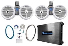 Rockville (2) DWB80W Dual 8" White 600w Marine Wakeboard Tower Speakers+Amp+Kit