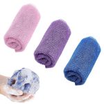 3 Pcs African Exfoliating Net,African Exfoliating Sponge,Nylon Back Scrubbers,Shower Sponge Body Sponge,Deep Cleaning African Net Bathing Sponge for Men and Women Deep Cleaning(Purple Pink Blue)