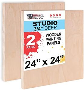 U.S. Art Supply 24" x 24" Birch Wood Paint Pouring Panel Boards, Studio 3/4" Deep Cradle (Pack of 2) - Artist Wooden Wall Canvases - Painting Mixed-Media Craft, Acrylic, Oil, Watercolor, Encaustic