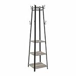 VASAGLE Coat Rack , Coat Stand with 3 Shelves, Hall Trees Free Standing with Hooks for Scarves, Bags and Umbrellas, Steel Frame, Industrial Style, Greige and Black ULCR080B02