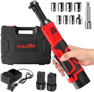 FULLYEA Cordless Electric Ratchet Wrench Set, 40 Ft-lbs, 550 RPM Power Ratchet,16.8V electric ratchet 3/8" drive with Variable Speed, 1/4" Adapter, LED Light, 2 * 2.0Ah Batteries and Fast Charger