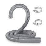 JUWO 6 Ft Washing Machine Drain Hose, Universal Corrugated Discharge Hose Replacement for Whirlpool, GE, Kenmore, Clamps and Hook Included, Gray