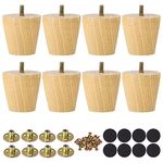uxcell Wood Furniture Legs, 2 Inch Sofa Legs Round Solid Wood Couch Legs Wood Color Modern Replacement Feet for Armchair Recliner Coffee Table Dresser Set of 8