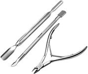 Vixzero Pusher Scraper Spatula Nail Clipper Cuticle Trimmer, Cuticle Pusher, Set of 3