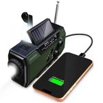 FosPower NOAA Emergency Weather Radio A1 7400mWh Portable Power Bank, AM/FM, USB/Solar/Hand Crank Charging, Battery Operated, SOS Alarm & Flashlight for Indoor/Outdoor Emergency - Green