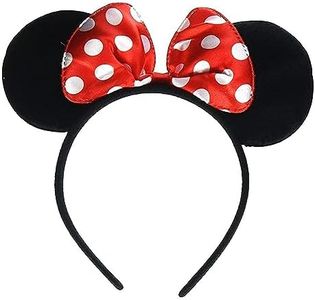 Navoys Black Minnie Mouse Ears Headband - Cartoon Mouse Ears with Polka Dot Bow, Fancy Dress, One Size for Children and Adults, Minnie Headband Accessory