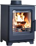 Lincsfire Defra 5KW Multifuel Woodburning Stove Eco Design Wood Burner Effect Portable Fireplace, Black, 370(W) x300(D) x490(H) mm