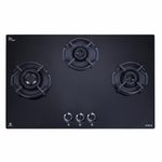 Elica Hob 3 Italian Burner Auto Ignition Glass Top with Direct Multi-Flame Brass Burner Gas Stove (FLEXI HEXA 370 LOTUS IND HD BRASS)