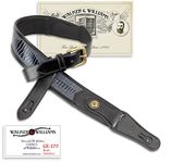 Walker & Williams GE-177 Black leather Western Style Padded Strap with Brass Buckle & Coin Conchos, Black, Regular