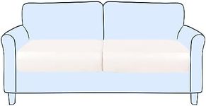 SUBRTEX Leather Cushion Covers Waterproof Breathable Sofa Seat Slipcpvers for 2-3-4 Seaters Stretch Replacement for Furniture Protector (2 Pack, Ivory)