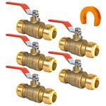 (Pack of 5) AB 1/2 Inch Push Fit Ball Valve, 1/2 Inch Water Shut Off Valve with Disconnect Clip, Full Port Push Connect Ball Valve for Copper, CPVC and PEX Pipe, UPC Certified