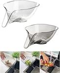 2 Packs Multi-Functional Drain Basket, 2023 Fruit Cleaning Bowl with Strainer Container, Kitchen Sink Food Catcher Drainer Filter with Funnel, Kitchen Utensils Food Drainer for Vegetables Fruit Salad