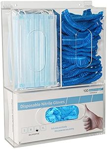 Aphbrada Acrylic Disposable Glove Box Dispenser Holder Triple Masks and Gloves Dispenser Hairnet Dispenser with Lid Wall Mounted Hygiene Station Organizer for Food Service, Lab, Medical Office, Clear