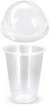 50 X Drinking Cups Clear Pp with Clear Dome Lid 15Oz / 425Ml 15oz / 425ml Clear with Clear Lid