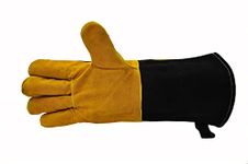 14.5" Long Premium Leather Gloves, BBQ Gloves, Grill and Fireplace Gloves, Cotton Lining with Kevlar Stitch, Heat Resistant Gloves, Animal handling Gloves, bite-Proof Gloves