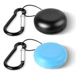 Giantree 2pcs Earplug Cases, Round Potable Ear Plug Holder with Keychains, Potable Mini Storage Case for Business Trip Storage Earbuds Trinkets Pills (Black+Blue)